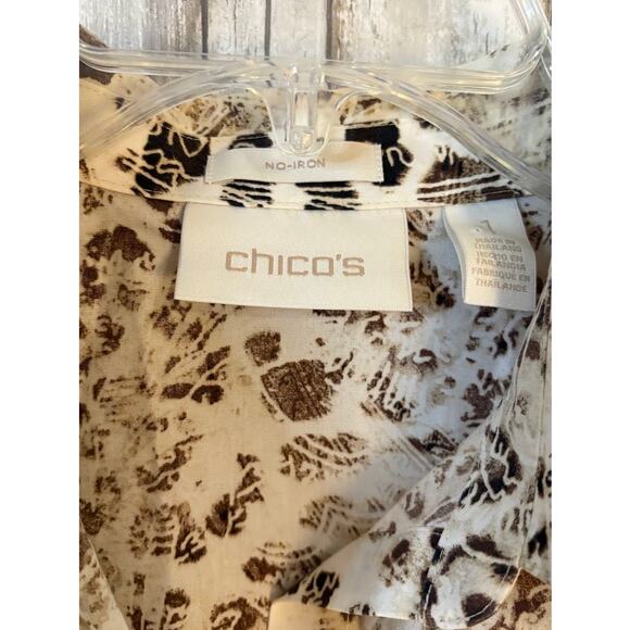 Chico's Leopard Print No Iron Button-Up Shirt - Size 1 - Picture 6 of 10